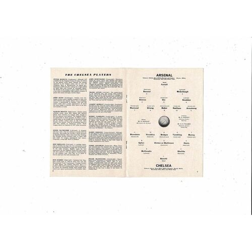 1963/64 Arsenal v Chelsea Football Programme