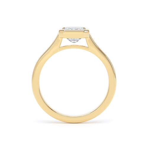 Emerald cut rubover diamond solitaire