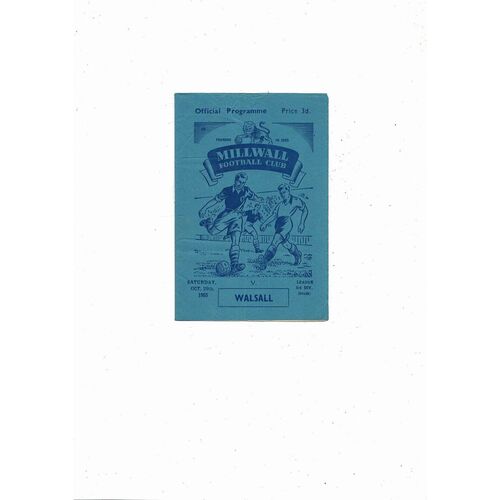 1955/56 Millwall v Walsall Football Programme