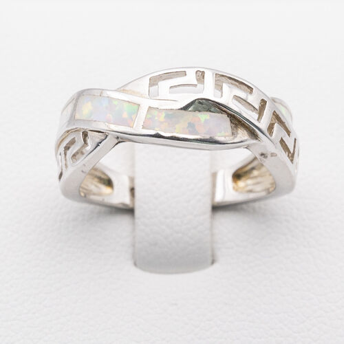 Bezel set white opalite stone on 925 sterling silver ring