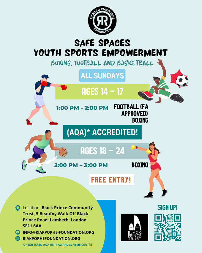 Safe Spaces: Youth Sports Empowerment - Boxing, Football & Basketball