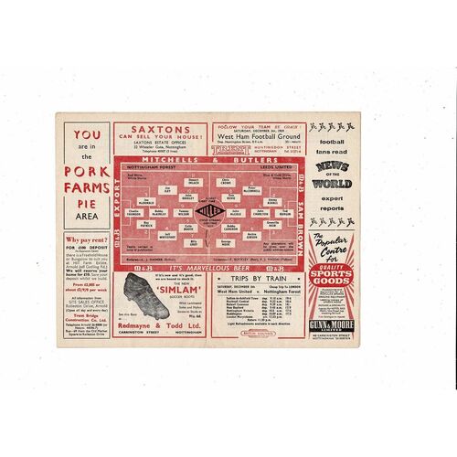 1959/60 Nottingham Forest v Leeds United Football Programme