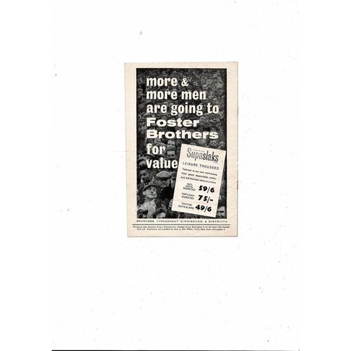 Aston Villa v Manchester City Central League Football Programme 1963/64