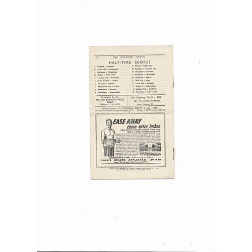 1950/51 Fulham v Arsenal Football Programmes