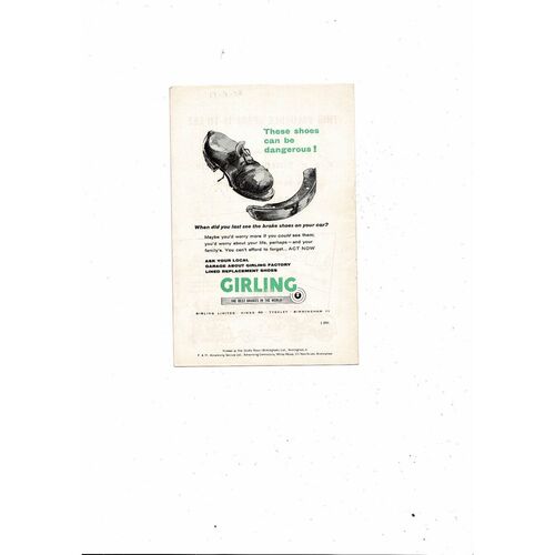 1958/59 Birmingham City v Leeds United Football Programme