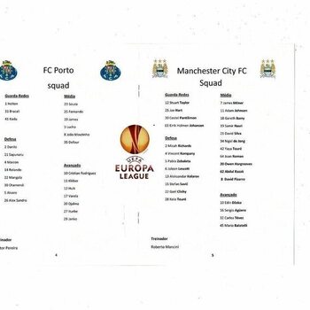 FC Porto v Manchester City Unofficial Europa League Football Programme 2011/12