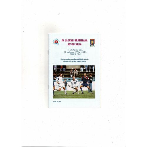 Slovan Bratislava v Aston Villa UEFA Cup Football Programme 1993/94