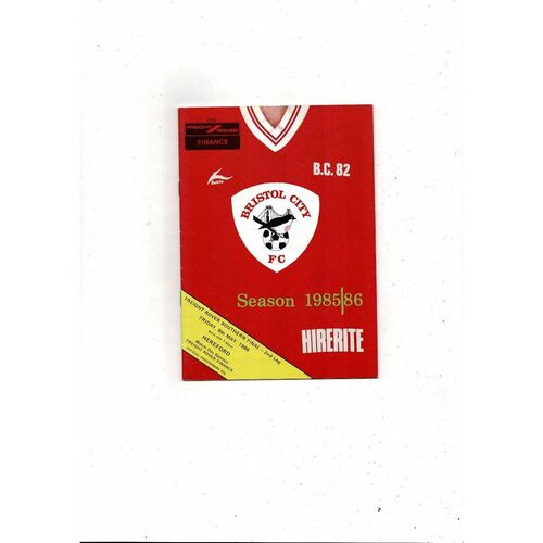 Bristol City v Hereford Freight Rover Trophy Southern Area Final 1986