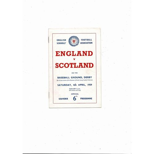 1959 England v Scotland Schools International Football Programme @ Derby County