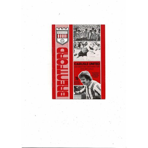 1978/79 Brentford v Chesterfield Football Programme