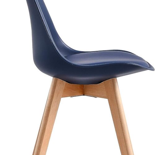 mcc direct Set of 4 Dining Chairs Wooden Legs Soft Cushion Pad Stylish DELUXE Retro Lounge Dining Office EVA