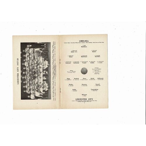 1957/58 Chelsea v Leicester City Football Programme