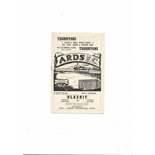 1963/64 Ards v Coleraine Football Programme
