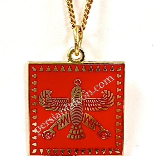 Pendant. The Persian Falcon. Deep Red with 3 Red Stones. Original Pattern. Pendant.