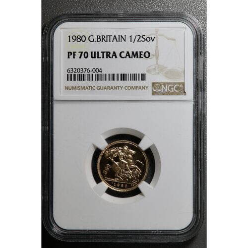 1980 Queen Elizabeth 11 gold proof half sovereign