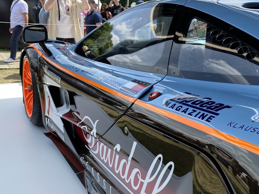 McLaren P1 sporting the Gulf Team Davidoff livery, on display at Goodwood Festival of Speed. 