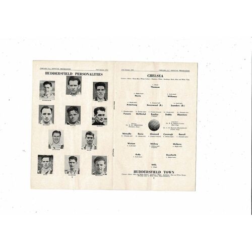 1953/54 Chelsea v Huddersfield Town Football Programme