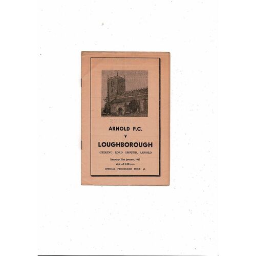 1966/67 Arnold v Loughborough Midland League Football Programme