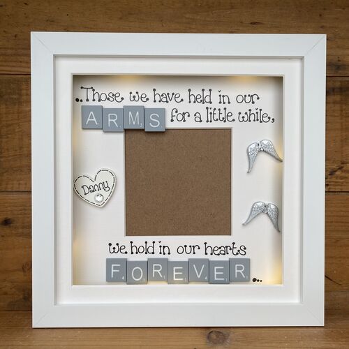 Customised LED Memorial Photo Frame | LED Memorial Picture Frame | Photo Frame with Angel wings