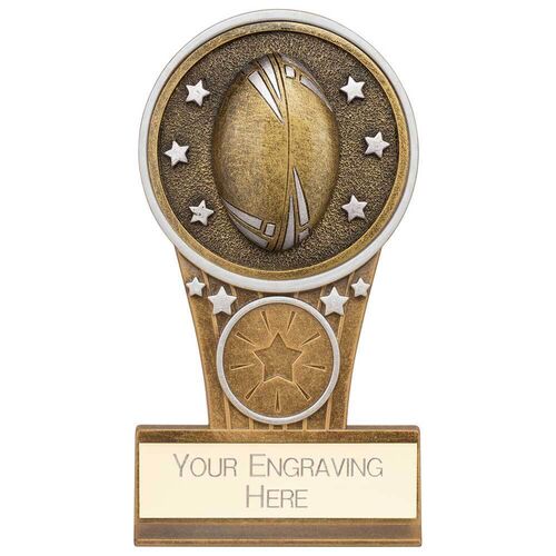 Ikon Tower Rugby Plaque Award Antique Silver & Gold