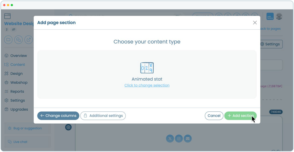 How to add an animated statistic to a website page | Webfactory Support | Webfactory