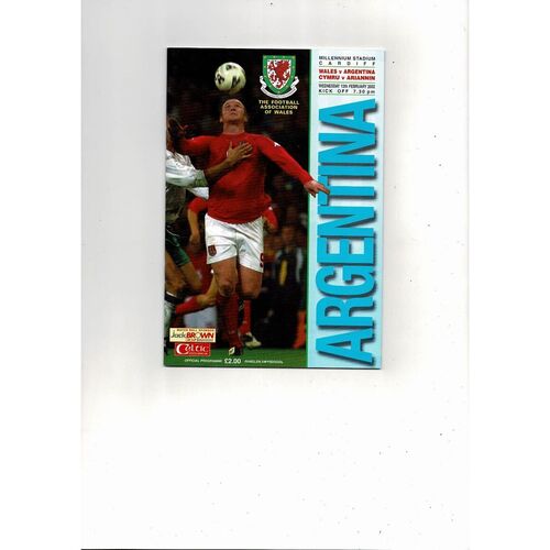 2002 Wales v Argentina International Football Programme