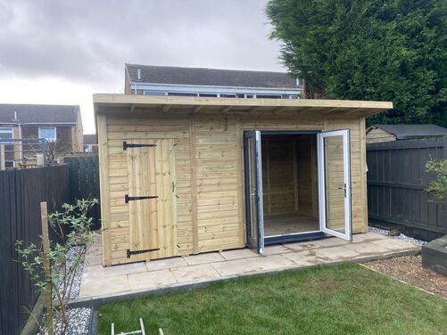 #PVC064 16x8 Pent Summer House Combi
