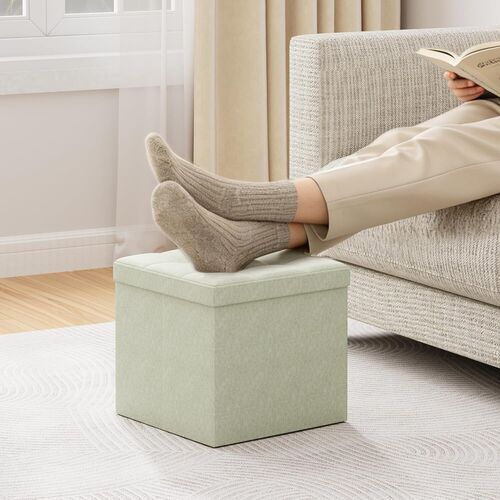 mcc direct Foldable Storage Ottoman, Small Footrest Cube, Storage Bench with Lid, 1 Storage Box for Bedroom & Living Room, 36 cm