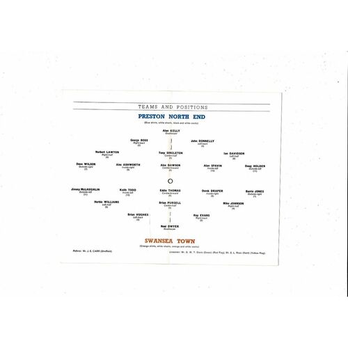 1964 Preston v Swansea FA Cup Semi Final Football Programme @ Aston Villa