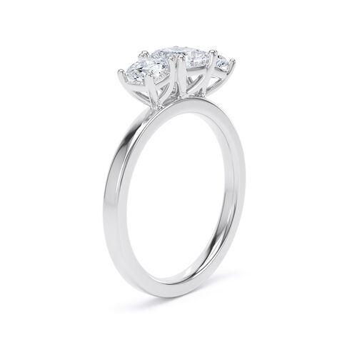 Graduated cushion cut diamond trilogy