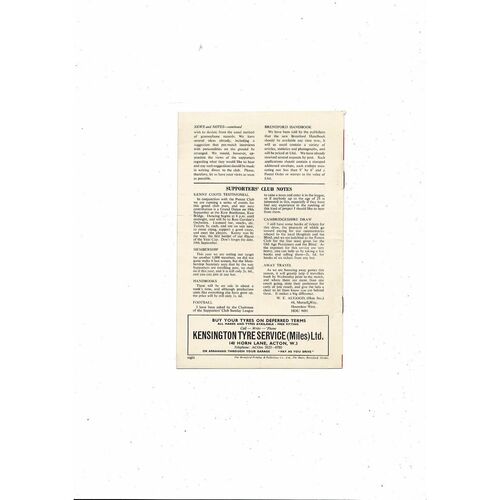 1964/65 Brentford v Southend United League Cup Football Programme