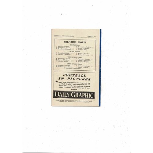 1951/52 Chelsea v Arsenal Football Programme