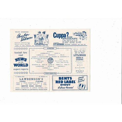 1956/57 Everton v West Ham United FA Cup Football Programme