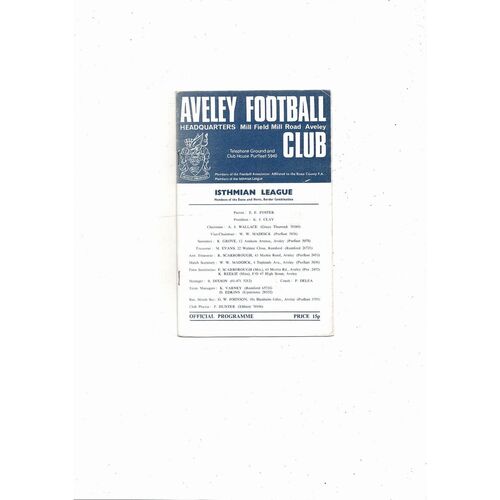 Aveley v Walthamstow Avenue FA Cup Football Programme 1982/83
