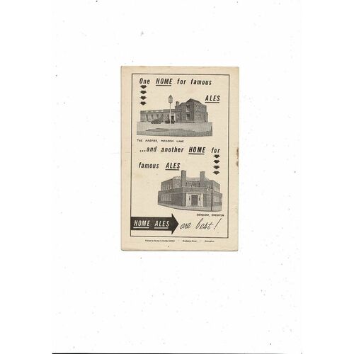 1957/58 Notts County v Bristol City Football Programme