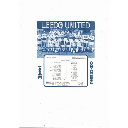 Leeds United v Blackpool Central League Football Programme 1982/83