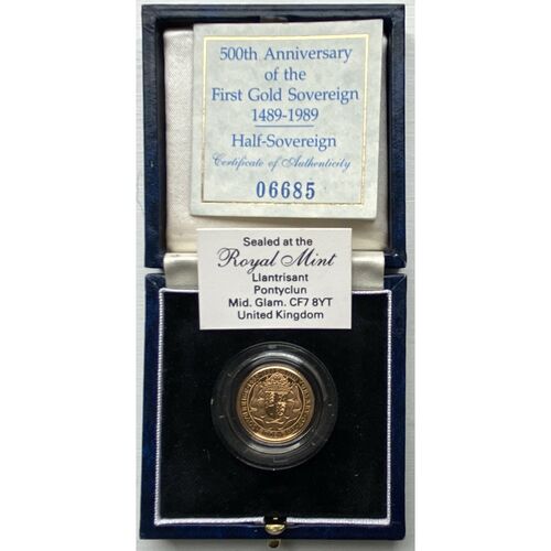 1989 QE11 proof half gold sovereign