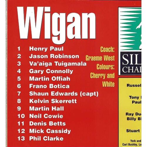 1995 Leeds v Wigan (29/04/1995) Rugby League Challenge Cup Final Programme
