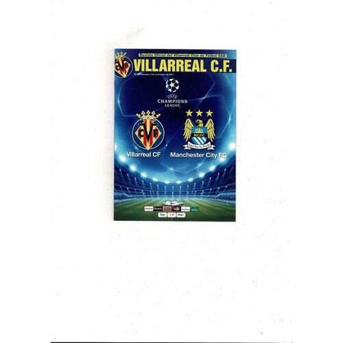 Villareal CF v Manchester City Champions League Football Programme, free Magazine and Supplement 2011/12