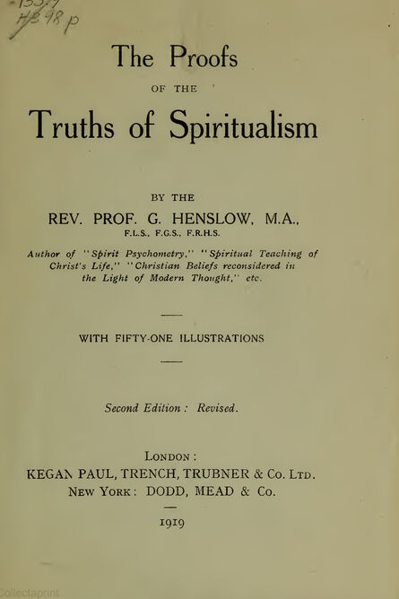 1919 | The Proofs of the Truths of Spiritualism