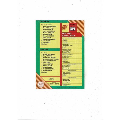 1984/85 Liverpool v Everton Football Programme