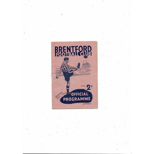1947/48 Brentford v Nottingham Forest Football Programme