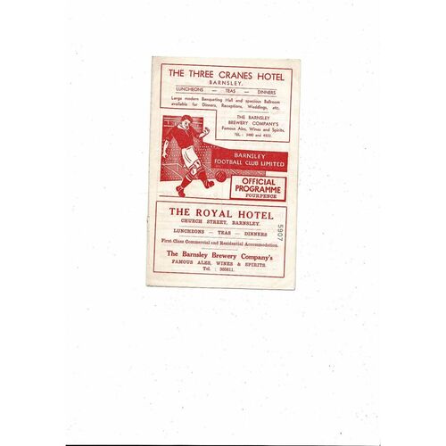 1958/59 Barnsley v Huddersfield Town Football Programme