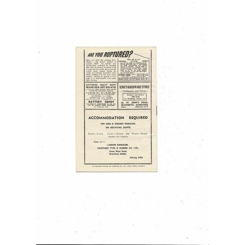 1954/55 Brentford v Newport County Football Programme