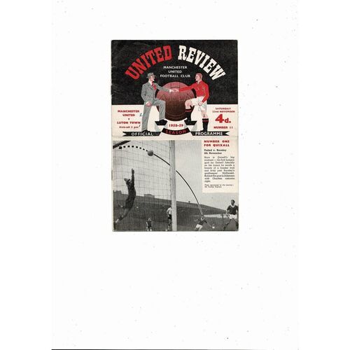 1958/59 Manchester United v Leeds United Football Programme