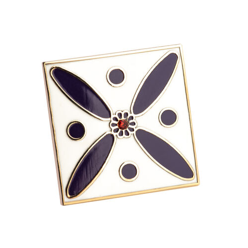 Badge. The Persian Cross. Purple Cross on White with Central Red stone.