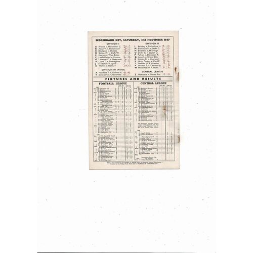 1957/58 Manchester United v Burnley Football Programme