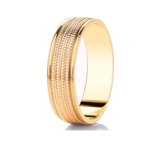 9ct 6mm DIAMOND CUT mille-grain soft court ring