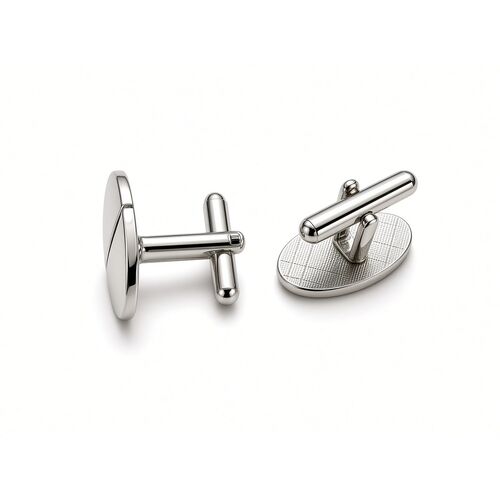 Polished Oval Chrome Silver Cufflinks with Toggle Closure – Size One – 20mm x 6mm (One Pair)