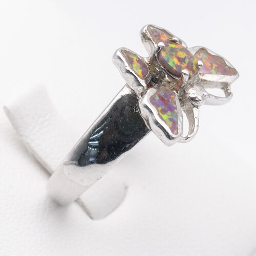 Butterfly design red opalite stone on 925 sterling silver ring